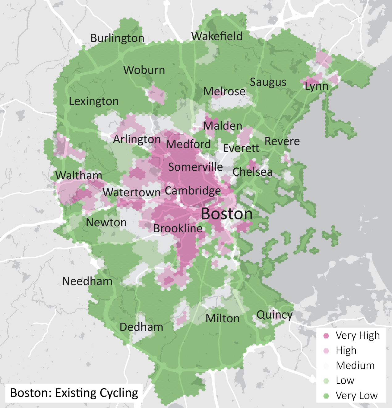 Existing cycling in Boston